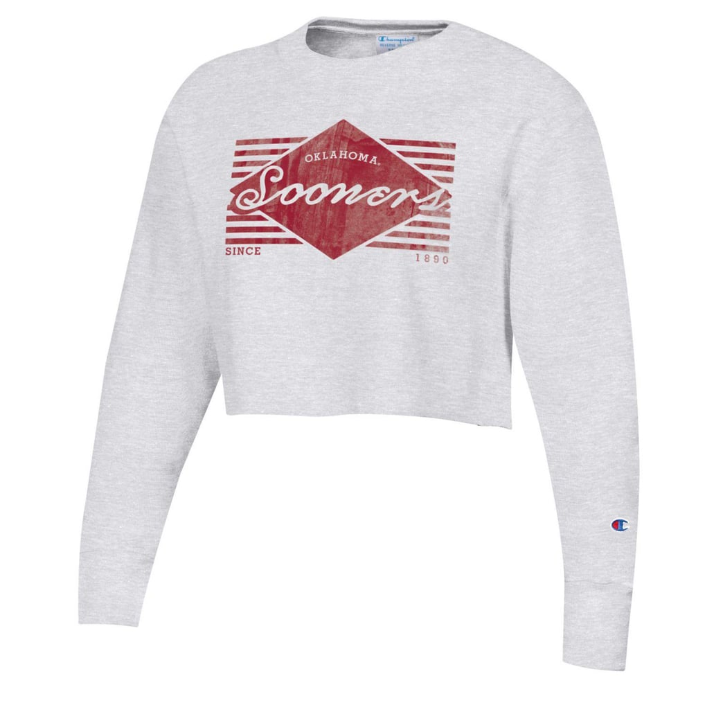 Oklahoma Sooners Champion Women's Reverse Weave Cropped Pullover Sweatshirt - Heather Gray